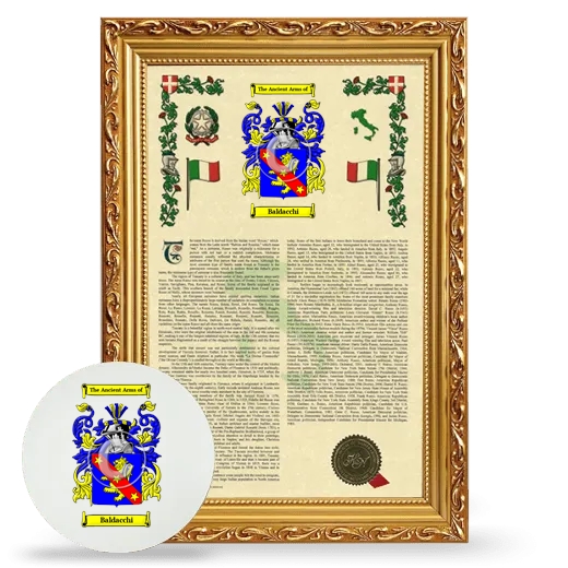 Baldacchi Framed Armorial History and Mouse Pad - Gold