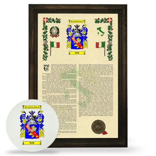 Baldi Framed Armorial History and Mouse Pad - Brown