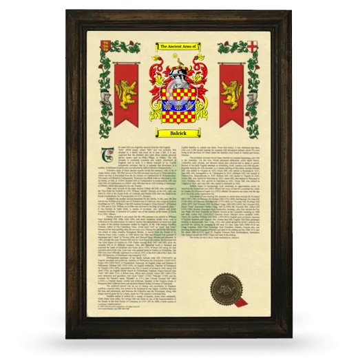 Balcick Armorial History Framed - Brown