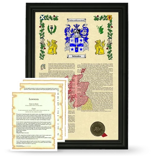 Belenden Framed Armorial History and Symbolism - Black