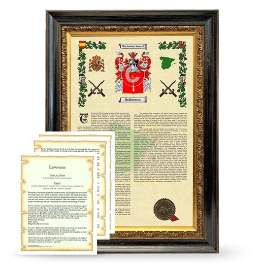 Ballesteros Framed Armorial History and Symbolism - Heirloom