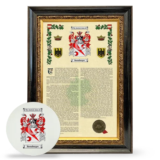 Baemburger Framed Armorial History and Mouse Pad - Heirloom