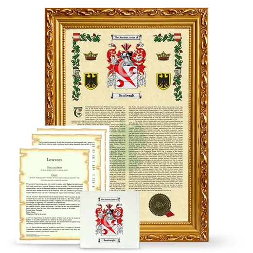 Bambergh Framed Armorial, Symbolism and Large Tile - Gold