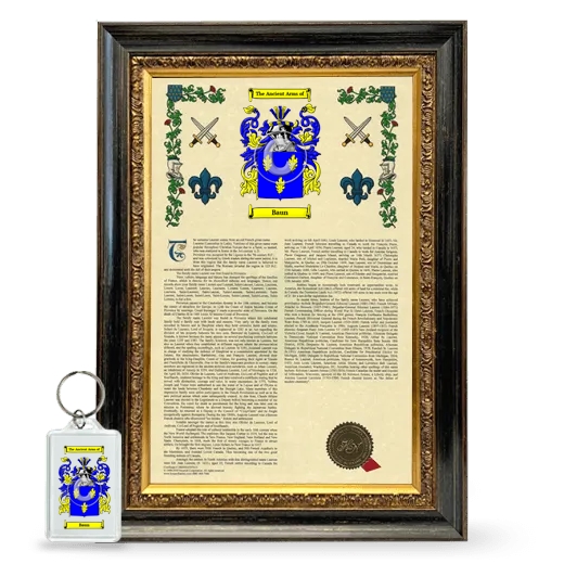 Baun Framed Armorial History and Keychain - Heirloom