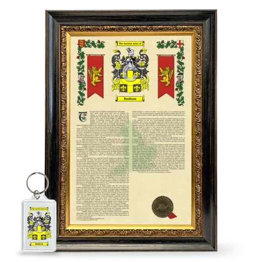 Bankson Framed Armorial History and Keychain - Heirloom