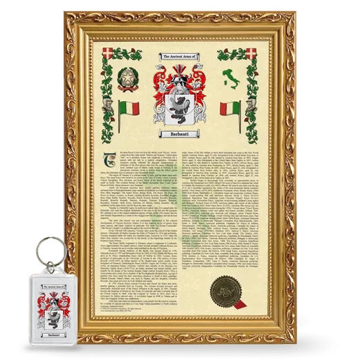 Barbanti Framed Armorial History and Keychain - Gold