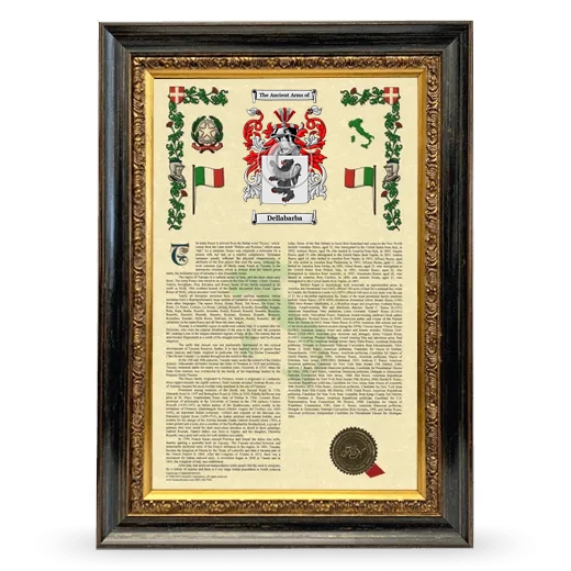 Dellabarba Armorial History Framed - Heirloom