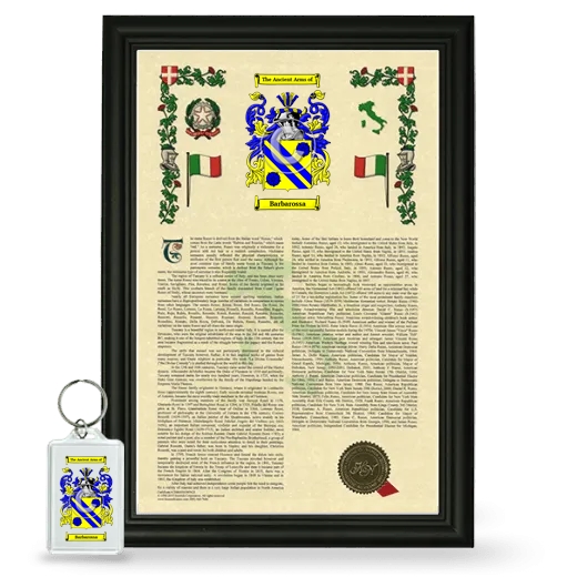 Barbarossa Framed Armorial History and Keychain - Black