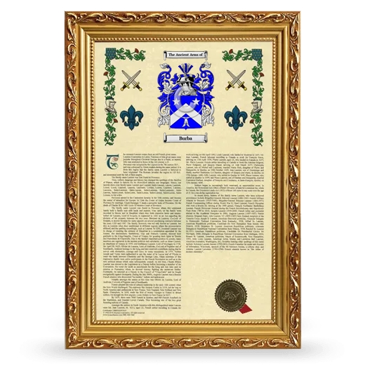 Burba Armorial History Framed - Gold