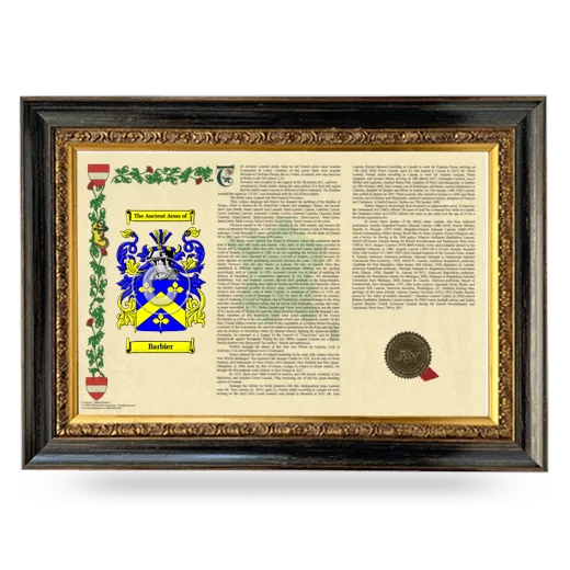 Barbier Armorial Landscape Framed - Heirloom