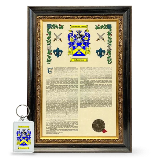 Delabarbier Framed Armorial History and Keychain - Heirloom