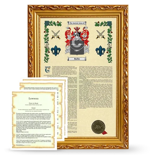 Barbu Framed Armorial History and Symbolism - Gold