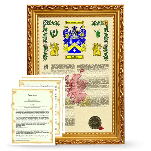 Barkley Framed Armorial History and Symbolism - Gold