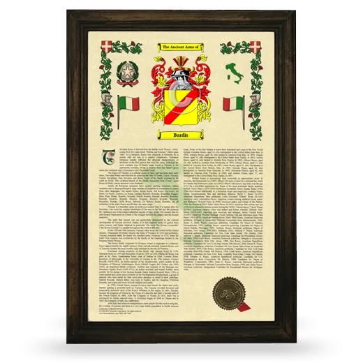 Burdis Armorial History Framed - Brown