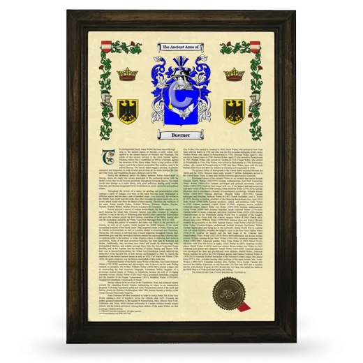 Buerner Armorial History Framed - Brown