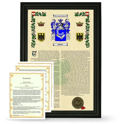 Bärner Framed Armorial History and Symbolism - Black