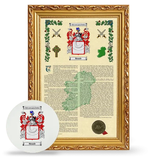 Birnale Framed Armorial History and Mouse Pad - Gold