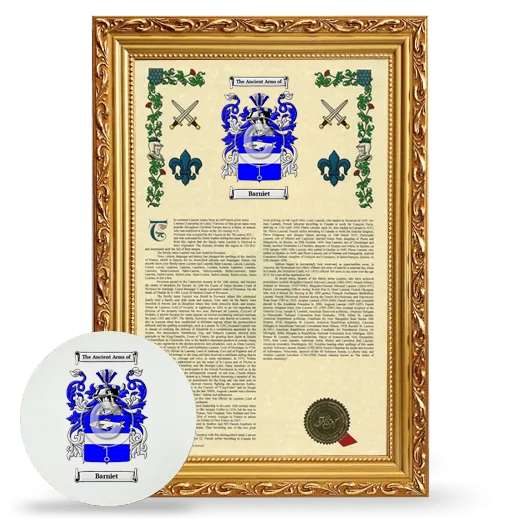 Barniet Framed Armorial History and Mouse Pad - Gold
