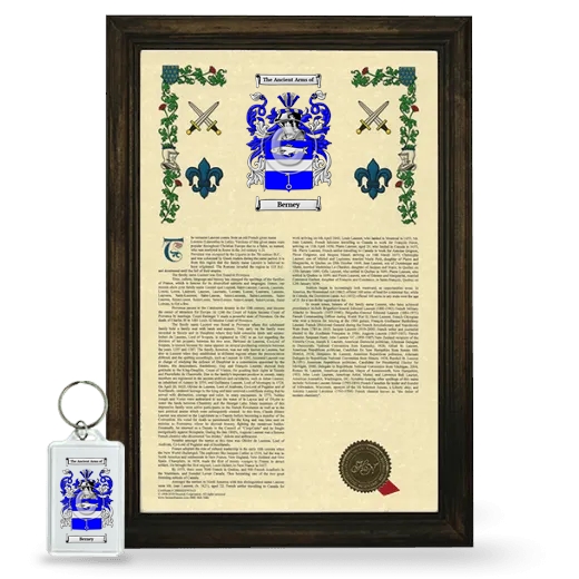 Berney Framed Armorial History and Keychain - Brown