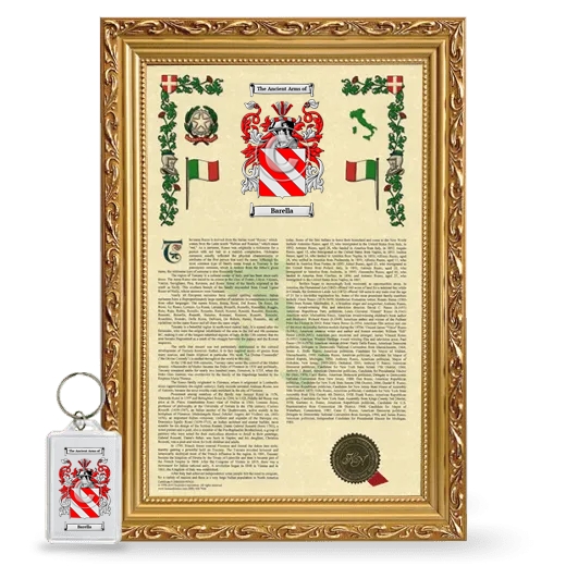 Barella Framed Armorial History and Keychain - Gold