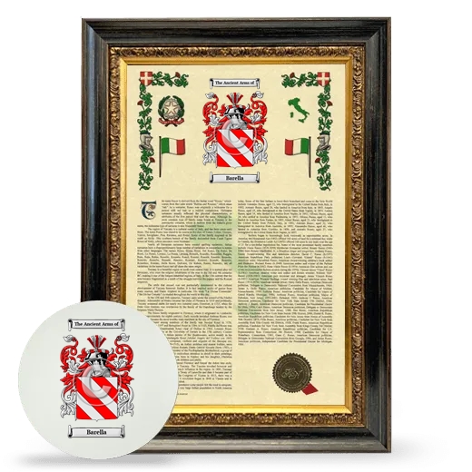 Barella Framed Armorial History and Mouse Pad - Heirloom