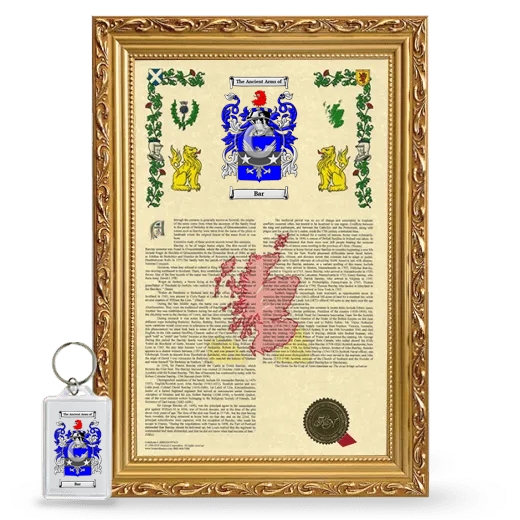 Bar Framed Armorial History and Keychain - Gold