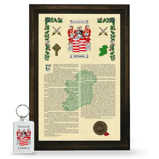 McWhadden Framed Armorial History and Keychain - Brown