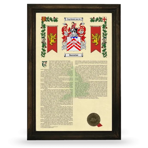 Barentint Armorial History Framed - Brown
