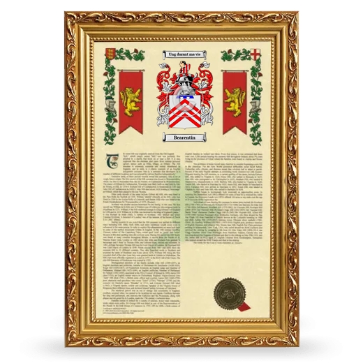 Bearentin Armorial History Framed - Gold