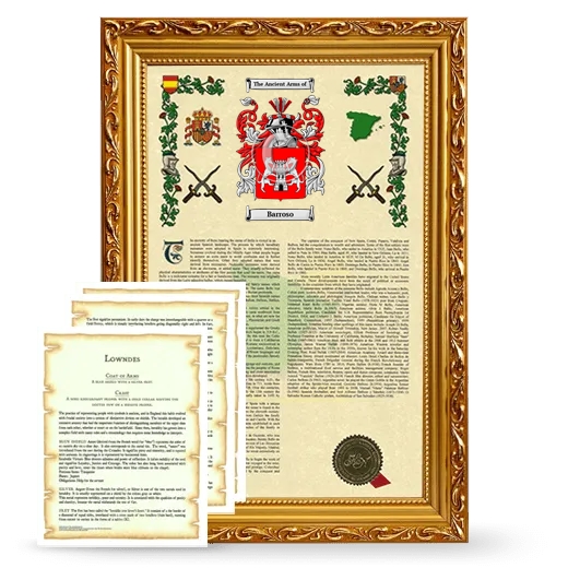 Barroso Framed Armorial History and Symbolism - Gold