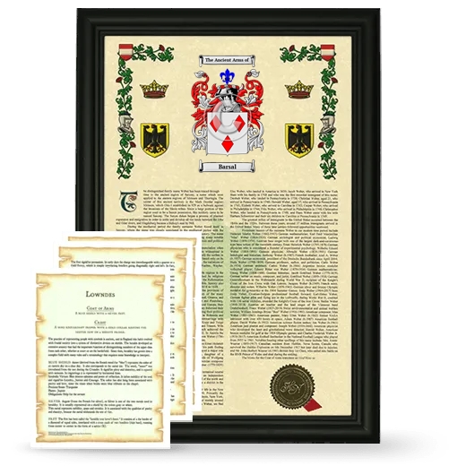 Barsal Framed Armorial History and Symbolism - Black