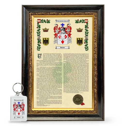 Barsar Framed Armorial History and Keychain - Heirloom