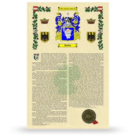 Bartha Armorial History with Coat of Arms