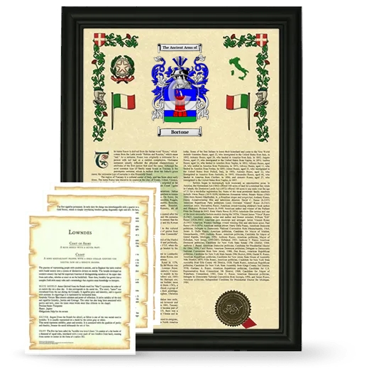 Bortone Framed Armorial History and Symbolism - Black