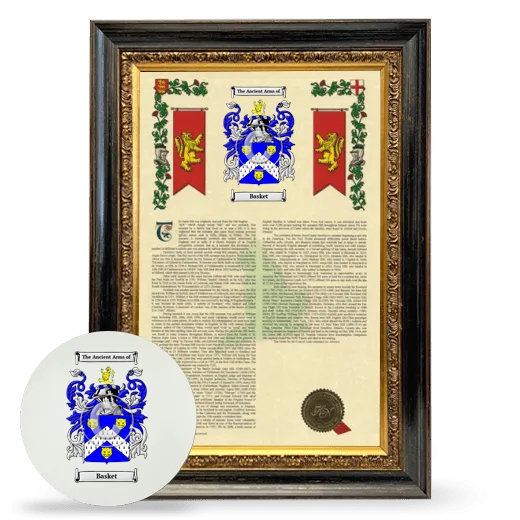 Basket Framed Armorial History and Mouse Pad - Heirloom