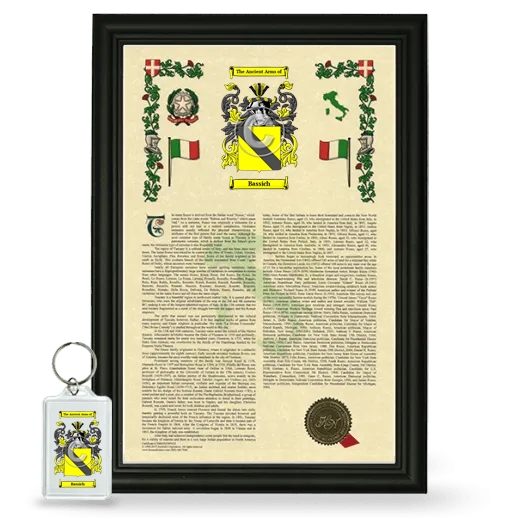 Bassich Framed Armorial History and Keychain - Black