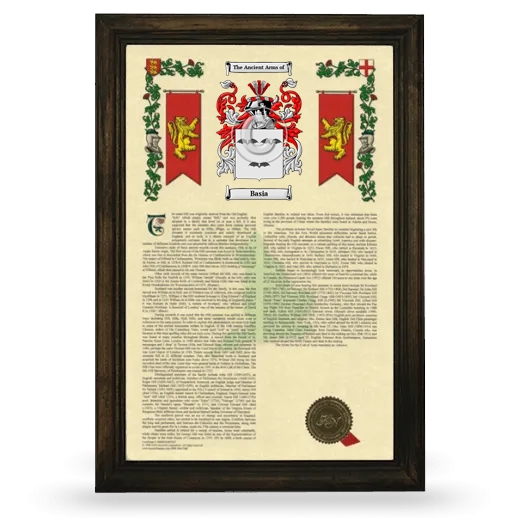 Basia Armorial History Framed - Brown