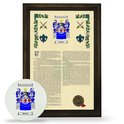 Bostian Framed Armorial History and Mouse Pad - Brown