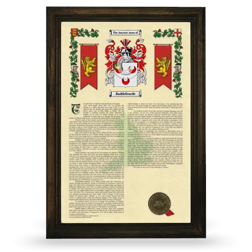 Baddefearde Armorial History Framed - Brown