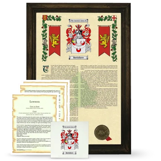 Battisfarte Framed Armorial, Symbolism and Large Tile - Brown