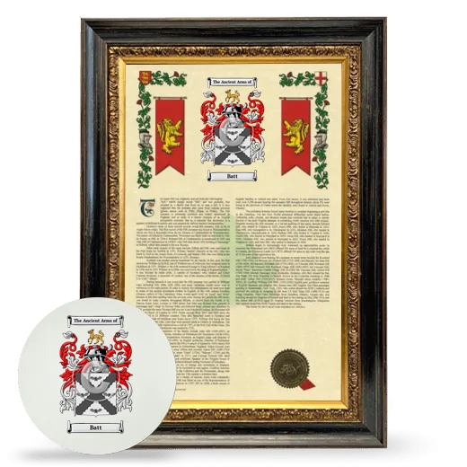 Batt Framed Armorial History and Mouse Pad - Heirloom