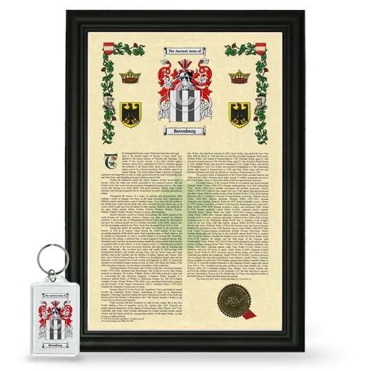 Batenburg Framed Armorial History and Keychain - Black