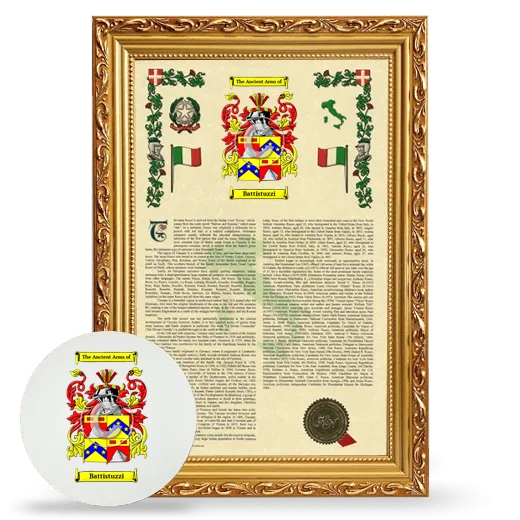 Battistuzzi Framed Armorial History and Mouse Pad - Gold