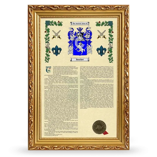 Bauchet Armorial History Framed - Gold