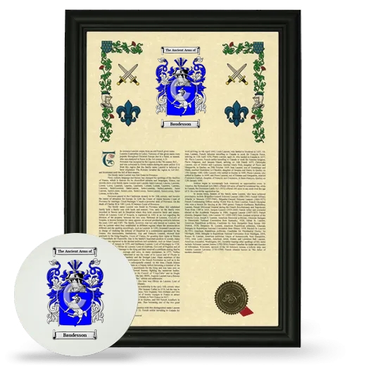 Baudesson Framed Armorial History and Mouse Pad - Black