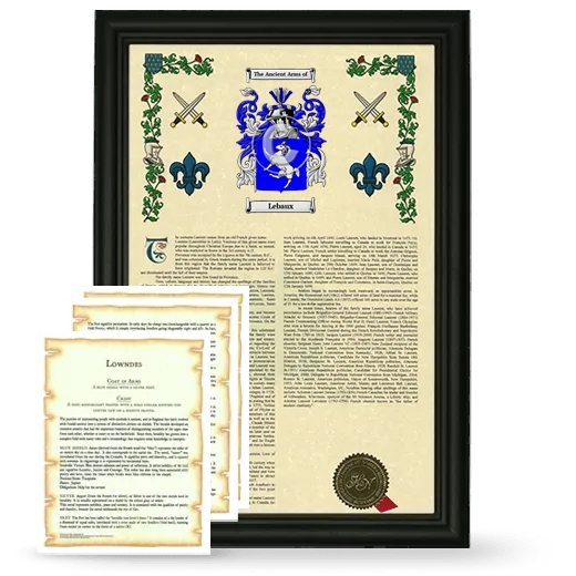 Lebaux Framed Armorial History and Symbolism - Black