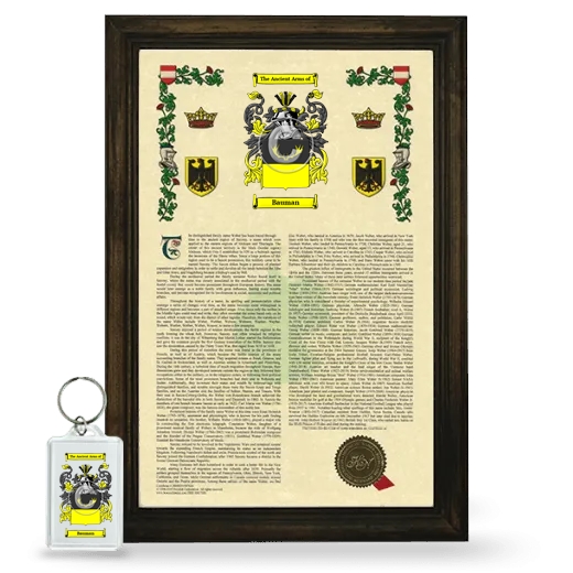 Bauman Framed Armorial History and Keychain - Brown