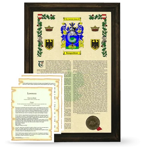 Bumgardener Framed Armorial History and Symbolism - Brown