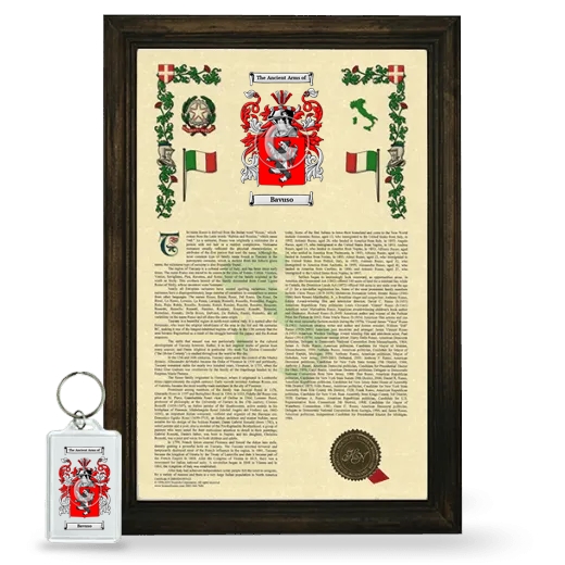 Bavuso Framed Armorial History and Keychain - Brown