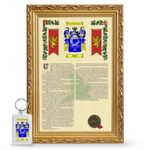 Bailes Framed Armorial History and Keychain - Gold